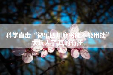 科学直击“微乐四川麻将能不能用挂	”太坑人了,真的有挂