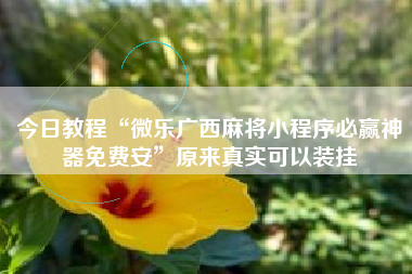 今日教程“微乐广西麻将小程序必赢神器免费安”原来真实可以装挂