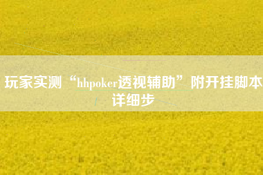 玩家实测“hhpoker透视辅助	”附开挂脚本详细步