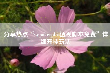 分享热点“wepokerplus透视脚本免费”详细开挂玩法