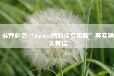推荐必备“hhpoker辅助挂专用版”其实确实有挂