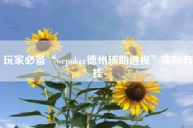 玩家必备“wepoker德州辅助透视	”实际有挂