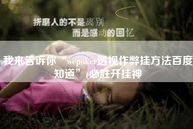 我来告诉你“wepoker透视作弊挂方法百度知道	”(必胜开挂神