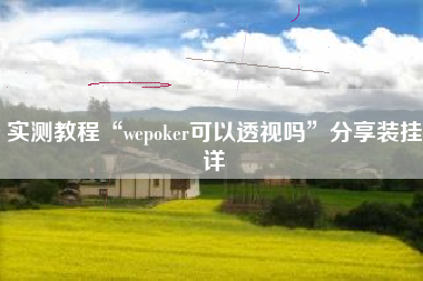 实测教程“wepoker可以透视吗”分享装挂详