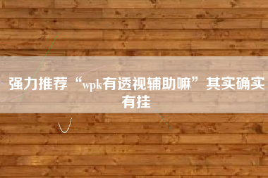 强力推荐“wpk有透视辅助嘛”其实确实有挂