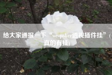 给大家通报一下“we-poker透视插件挂”(真的有挂)