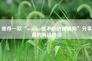 推荐一款“wepoker能不能透视辅助”分享真的有挂给你