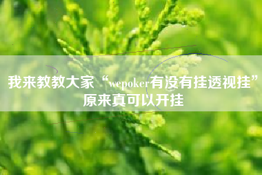 我来教教大家“wepoker有没有挂透视挂”原来真可以开挂