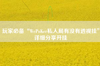 玩家必备“WePoKer私人局有没有透视挂”详细分享开挂