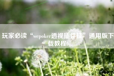 玩家必读“wepoker透视插件挂”通用版下载教程!