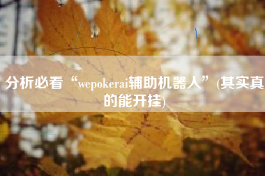 分析必看“wepokerai辅助机器人	”(其实真的能开挂)