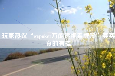 玩家热议“wepoker万能透视看牌器	”其实真的有挂