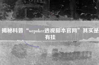 揭秘科普“wepoker透视脚本官网”其实是有挂