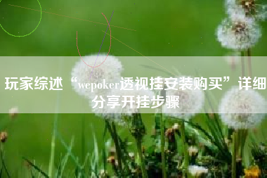 玩家综述“wepoker透视挂安装购买	”详细分享开挂步骤