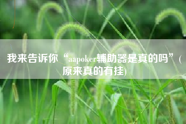 我来告诉你“aapoker辅助器是真的吗”(原来真的有挂)