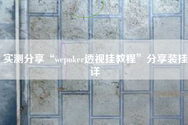 实测分享“wepoker透视挂教程”分享装挂详