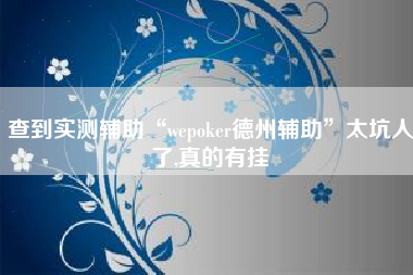 查到实测辅助“wepoker德州辅助	”太坑人了,真的有挂