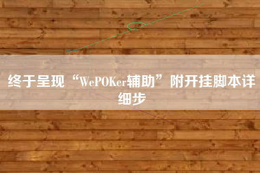 终于呈现“WePOKer辅助”附开挂脚本详细步