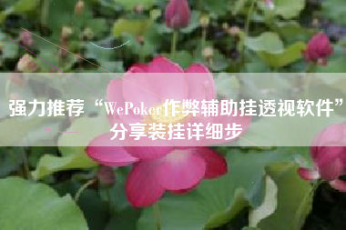 强力推荐“WePoker作弊辅助挂透视软件”分享装挂详细步