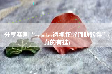 分享实测“wepoker透视作弊辅助软件	”(真的有挂)