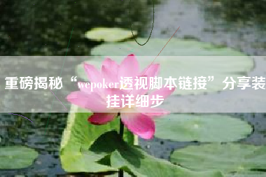 重磅揭秘“wepoker透视脚本链接”分享装挂详细步