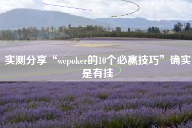 实测分享“wepoker的10个必赢技巧”确实是有挂