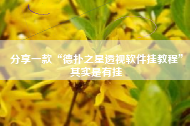 分享一款“德扑之星透视软件挂教程”其实是有挂