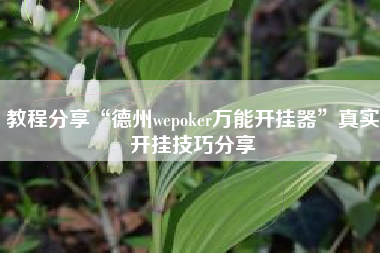 教程分享“德州wepoker万能开挂器	”真实开挂技巧分享