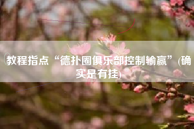 教程指点“德扑圈俱乐部控制输赢	”(确实是有挂)